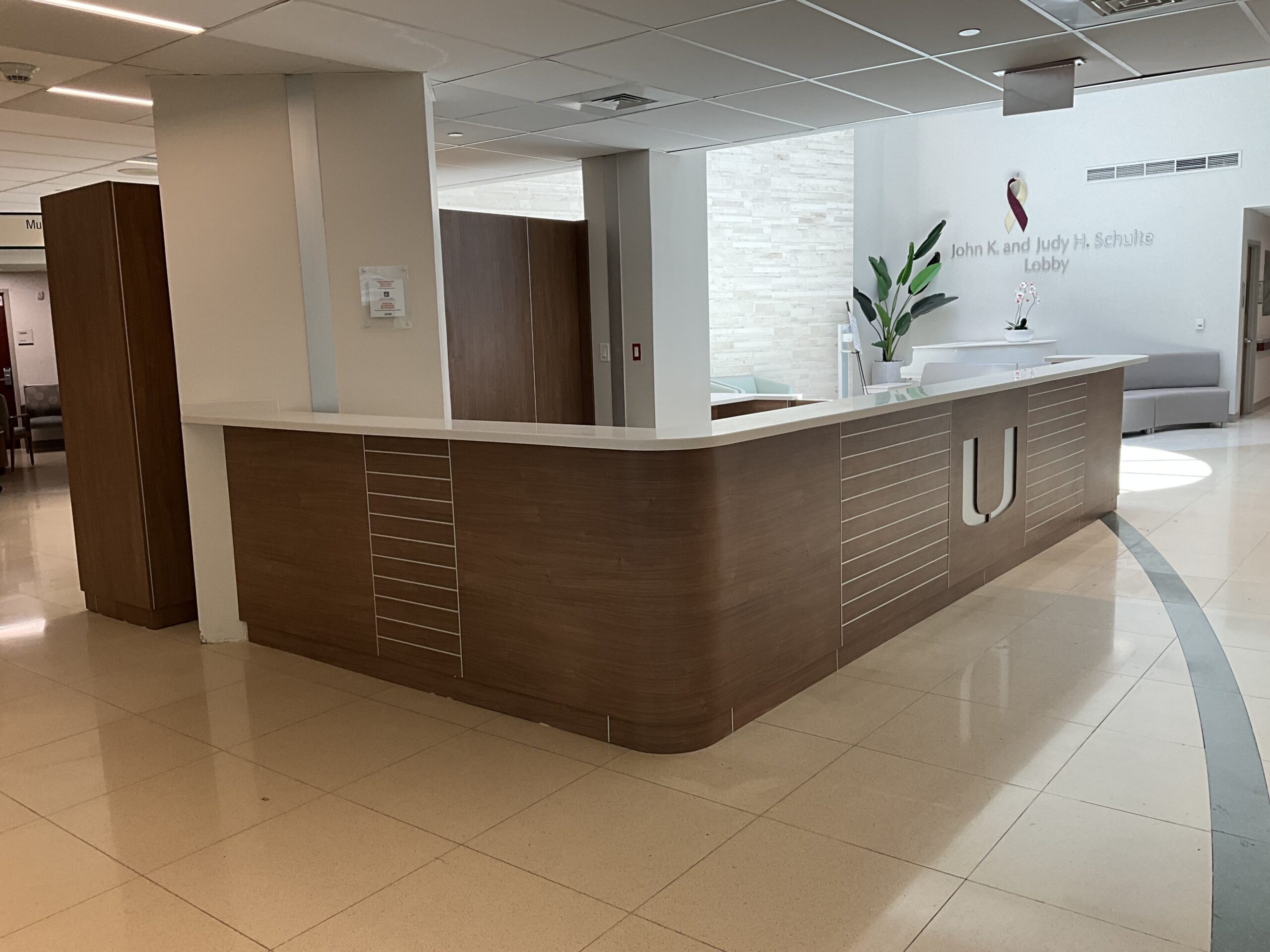 Modern lobby reception area